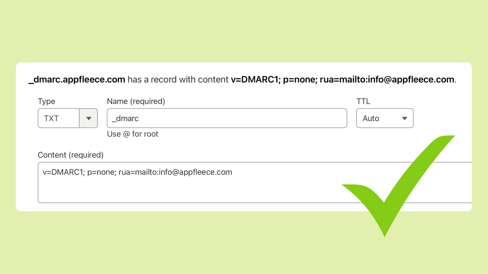 DMARC DNS nastavení