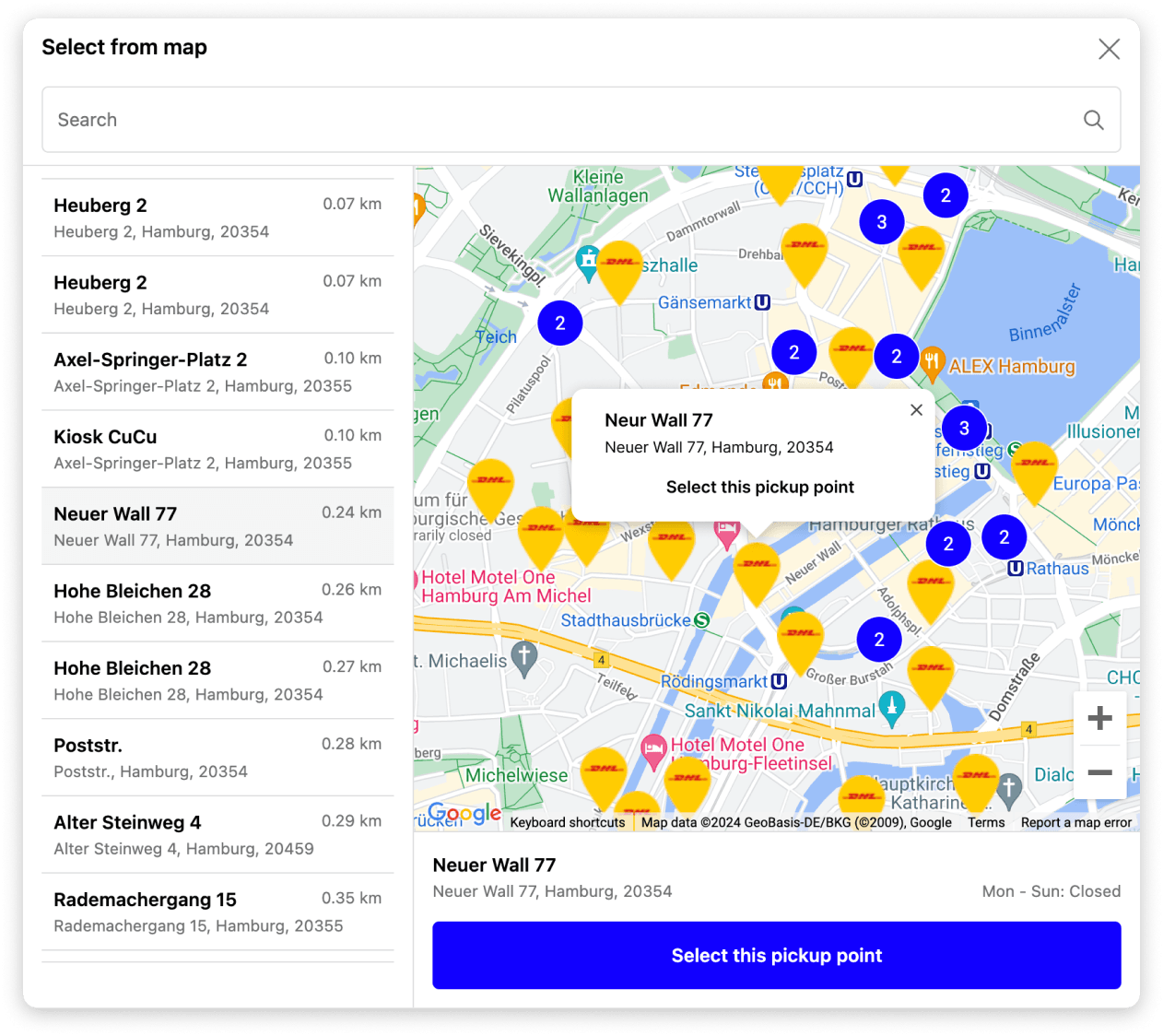 Globe worldwide pickup points integration for all major carriers on Shopify