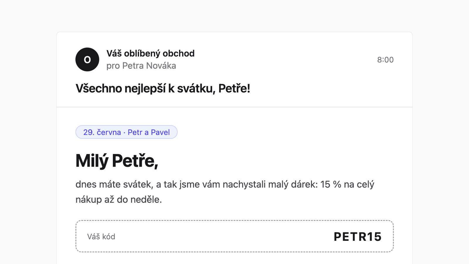 Automatická gratulace k svátku zákazníka na Shopify