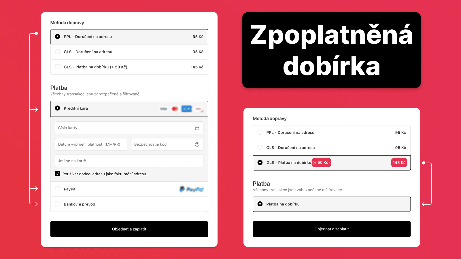 Řešení zpoplatněné dobírky na Shopify pomocí Payflow