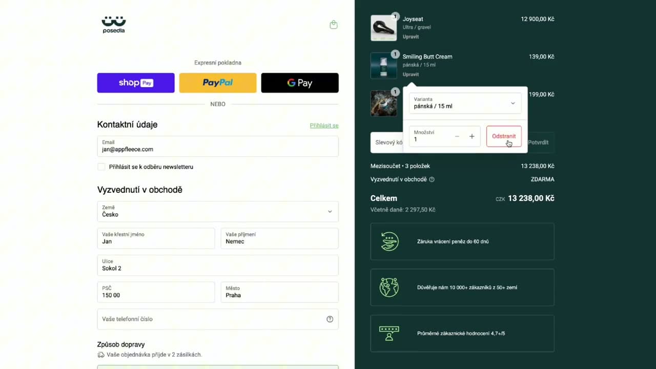 Integrace pokladny a košíku na míru