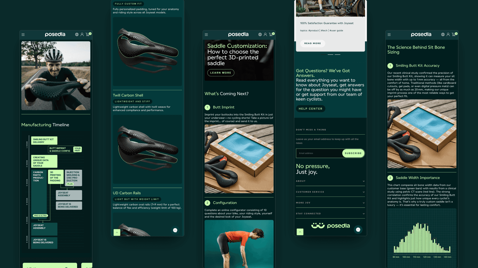 Posedla mobilní design šablony s responzivním rozhraním e-shopu pro cyklistická sedla