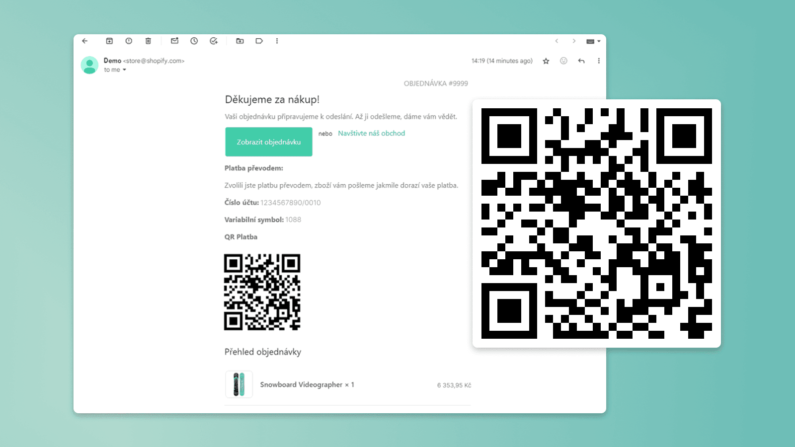 QR kód v potvrzovacích e-mailech