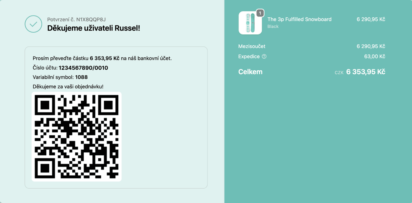 Platba QR kódem na Shopify