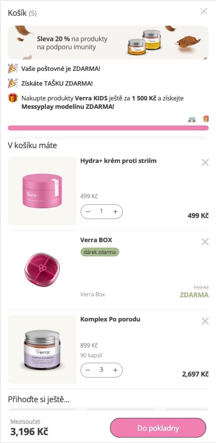 Košík Verry se splněnou dopravou zdarma i taškou zdarma